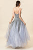 Load image into Gallery viewer, Sparkly Grey Beaded Long Tulle Prom Dress