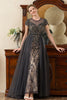 Load image into Gallery viewer, Grey A Line Tulle Beaded Glitter Mother of Bride Dress