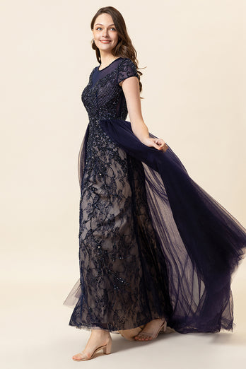 Sparkly Dark Grey Beaded Long Formal Dress