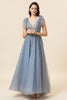 Load image into Gallery viewer, Sparkly Beaded Grey Long Tulle Prom Dress