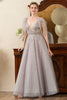 Load image into Gallery viewer, Grey A Line Beading Glitter Mother of Bride Dress