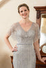 Load image into Gallery viewer, Beading V-neck Glitter Mermaid Mother of Bride Dress