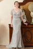 Load image into Gallery viewer, Beading V-neck Glitter Mermaid Mother of Bride Dress