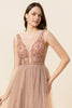 Load image into Gallery viewer, Sparkly Blush Beaded Long Tulle Prom Dress