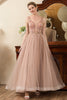 Load image into Gallery viewer, Blush Beaded A Line Sparkly Evening Dress