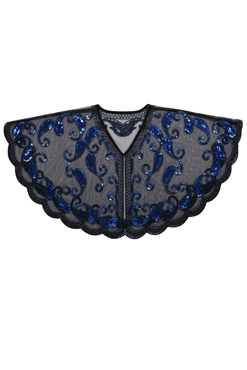 Load image into Gallery viewer, Black Sequin 1920s Batwing Shawl