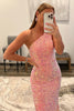 Load image into Gallery viewer, Sparkly Hot Pink Mermaid Sequins Long Formal Dress