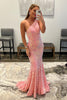 Load image into Gallery viewer, Burgundy Mermaid Sequins Long Formal Dress