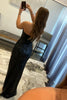 Load image into Gallery viewer, Sheath Black Strapless Sequins Formal Dress with Slit