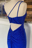 Load image into Gallery viewer, Sheath One Shoulder Royal Blue Long Formal Dress with Beading