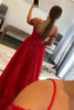Load image into Gallery viewer, Red Sparkly Detachable Train Sequins Long Formal Dress with Slit