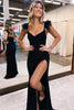 Load image into Gallery viewer, Black Sparkly Sheath Formal Dress with Slit