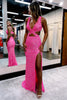 Load image into Gallery viewer, Hot Pink Sequins Hollow-Out Mermaid Formal Dress