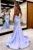 Load image into Gallery viewer, Lavender Rhinestone Spaghetti Straps Mermaid Formal Dress