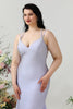 Load image into Gallery viewer, Mermaid Spaghetti Straps Lilac Plus Size Formal Dress with Criss Cross Back