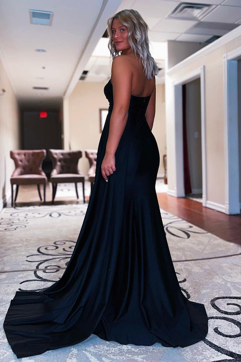 Load image into Gallery viewer, Black One Shoulder Mermaid Formal Dress