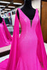 Load image into Gallery viewer, Hot Pink Mermaid Formal Dress With Wateau Train