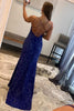 Load image into Gallery viewer, Sheath Spaghetti Straps Royal Blue Sequins Long Formal Dress with Split Front