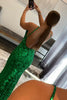 Load image into Gallery viewer, Mermaid Spaghetti Straps Green Sequins Backless Long Formal Dress