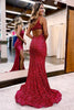 Load image into Gallery viewer, Burgundy One Shoulder Sequins Formal Dress with Slit