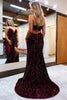 Load image into Gallery viewer, Black Lace-Up Back Sequis Mermaid Formal Dress with Slit