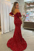 Load image into Gallery viewer, Sparkly Hot Pink Sequins Mermaid Long Formal Dress with Slit