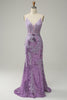 Load image into Gallery viewer, Lavender Sequin Mermaid Formal Dress with Appliques