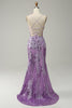 Load image into Gallery viewer, Lavender Sequin Mermaid Formal Dress with Appliques