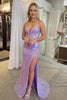 Load image into Gallery viewer, Lavender Sequin Mermaid Formal Dress with Appliques