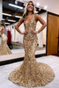 Load image into Gallery viewer, Golden Sequin Sparkly Mermaid Formal Dress