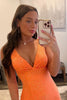 Load image into Gallery viewer, Sparkly Orange Beaded Mermaid Long Formal Dress