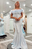 Load image into Gallery viewer, Sky Blue Sequin Mermaid Formal Dress with Feather