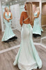 Load image into Gallery viewer, Light Green V-Neck Satin Mermaid Formal Dress