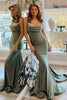 Load image into Gallery viewer, Green Spaghetti Straps Satin Backless Mermaid Formal Dress