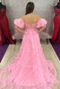 Load image into Gallery viewer, A Line Off the Shoulder Pink Tulle Corset Formal Dress with Bowknot