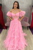 Load image into Gallery viewer, A Line Off the Shoulder Pink Tulle Corset Formal Dress with Bowknot