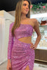Load image into Gallery viewer, Purple One Shoulder Cut Out Mermaid Formal Dress