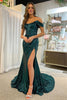 Load image into Gallery viewer, Royal Blue Off Shoulder Mermaid Formal Dress with Slit