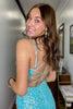 Load image into Gallery viewer, Sparkly Mermaid Sequins Sky Blue Long Formal Dress with Slit