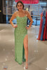 Load image into Gallery viewer, Halter Sparkly Green Sequins Long Formal Dress with Slit