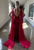 Load image into Gallery viewer, Deep V Neck Mermaid Burgundy Sparkly Sequins Long Formal Dress