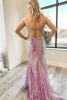 Load image into Gallery viewer, Deep V Neck Mermaid Sparkly Light Purple Sequins Long Formal Dress with Slit