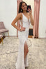 Load image into Gallery viewer, Mermaid Backless Sparkly White Sequins Long Formal Dress with Tassel