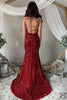 Load image into Gallery viewer, Deep V Neck Mermaid Sparkly Burgundy Sequins Long Formal Dress