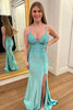 Load image into Gallery viewer, Light Green Mermaid Lace-Up Long Formal Dress with Beading