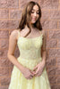 Load image into Gallery viewer, A-Line Tulle Spaghetti Straps Light Yellow Long Formal Dress with Appliques