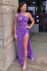 Load image into Gallery viewer, Sparkly Purple Sequins Cut-Out Long Formal Dress
