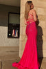 Load image into Gallery viewer, Sparkly Hot Pink Sequins Mermaid Long Formal Dress with Fringes