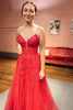 Load image into Gallery viewer, Red A-Line Corset Lace Long Formal Dress