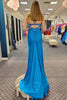 Load image into Gallery viewer, Glitter Blue Sheath Corset Long Formal Dress with Slit